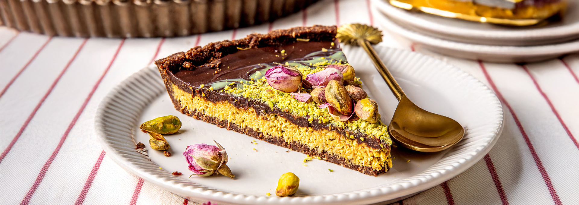 Pistachio Kataifi Chocolate Tart