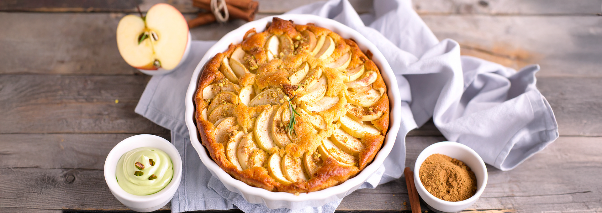 Apple Cinnamon Oatmeal Bake with Pistachio Cream Swirl