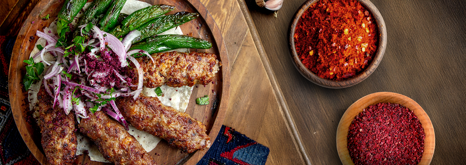 Adana Kebab with Sumac Onion Salad