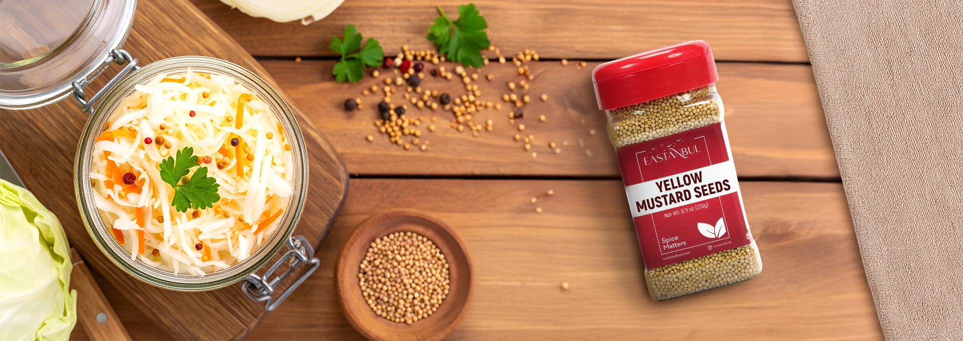 Homemade Sauerkraut with Mustard Seeds