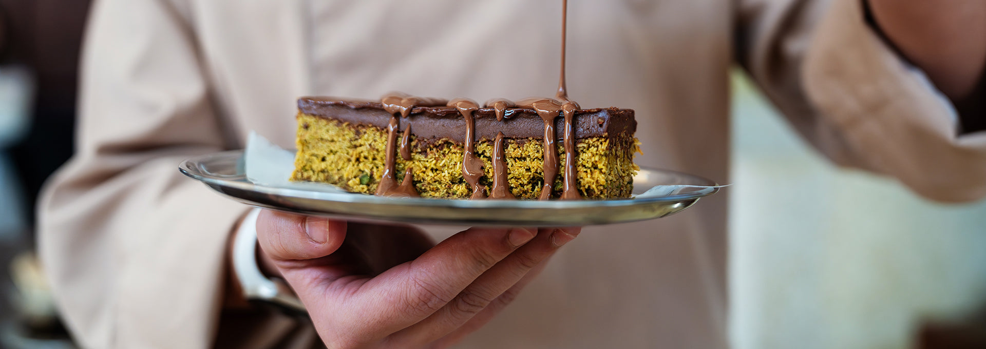 Pistachio Chocolate Ganache Slice