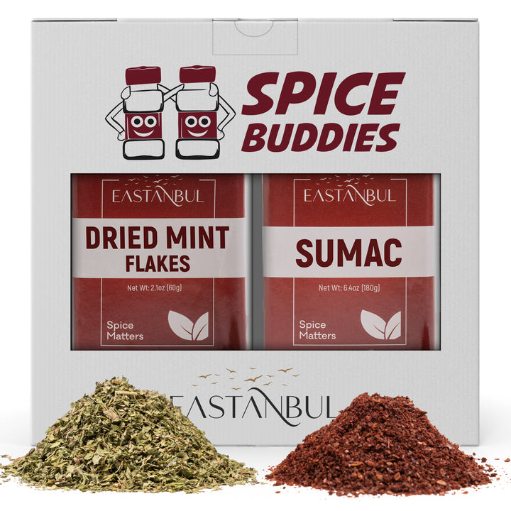 Eastanbul Dried Mint Leaves, 2.1oz and Ground Sumac, 6.4oz, Spice Buddies