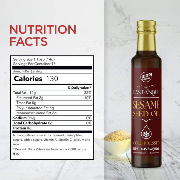 Eastanbul Cold Pressed Sesame Oil, Raw Sesame Oil, Vegan,Non GMO 8.45 Fl Oz