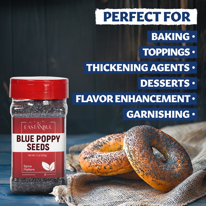 Eastanbul Whole Blue Poppy Seeds, Blue Poppy Seasoning Spice, 7.1 oz