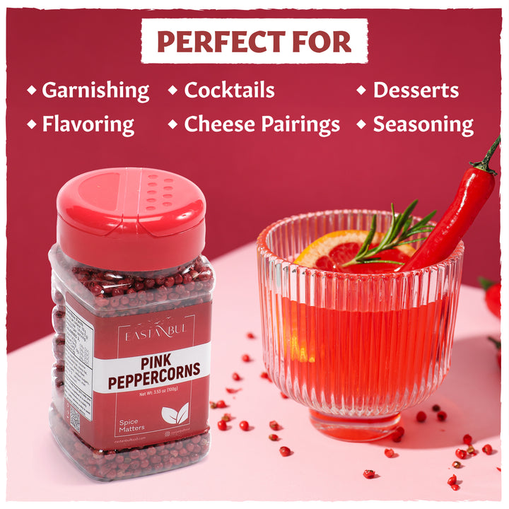 Eastanbul Pink Peppercorns,Pink Peppercorns Whole,Pink Pepper,Vegan 3.53oz