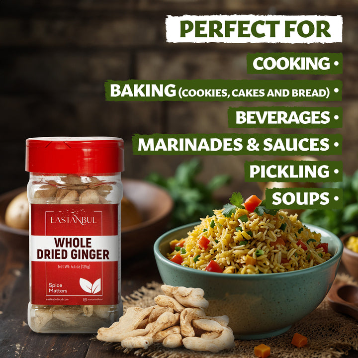 Eastanbul Dried Ginger Root, Dry Ginger Whole, Perfect for Tea,Vegan, 4.4oz