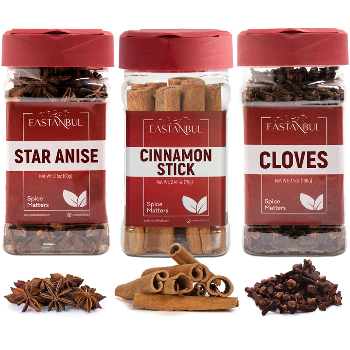 Eastanbul Cinnamon Sticks, Whole Cloves, and Star Anise, Total of 8.11oz