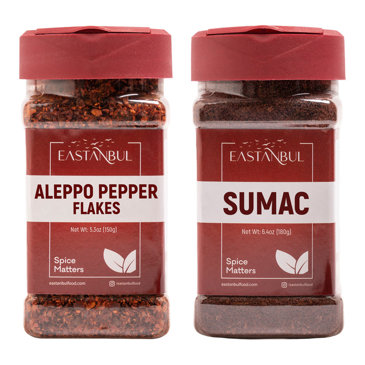Eastanbul Aleppo Pepper Flakes 5.3oz and Sumac Spice 6.4oz, Spice Buddies