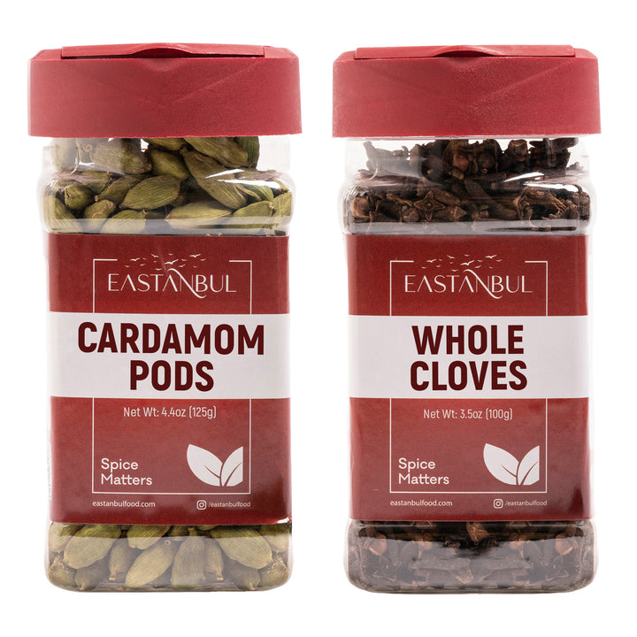 Eastanbul Cardamom Pods Whole 4.4oz and Whole Cloves 3.5oz, Spice Buddies