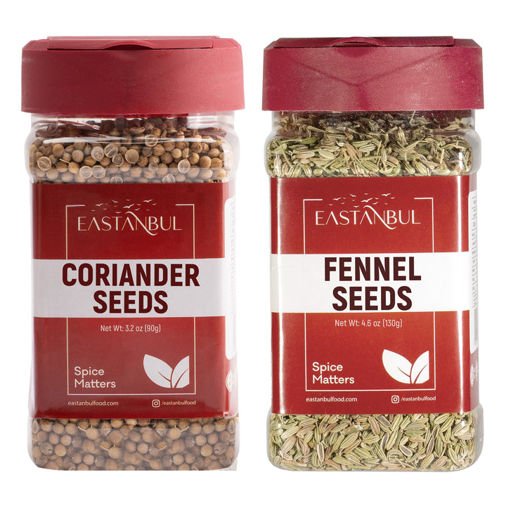 Eastanbul Coriander Seeds Whole 3.2oz and Fennel Seed 4.6oz, Spice Buddies