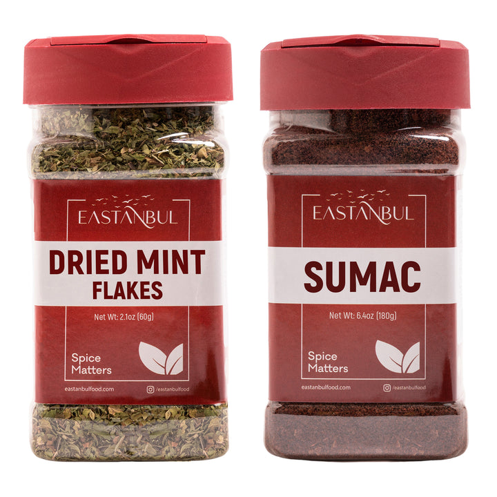 Eastanbul Dried Mint Leaves, 2.1oz and Ground Sumac, 6.4oz, Spice Buddies