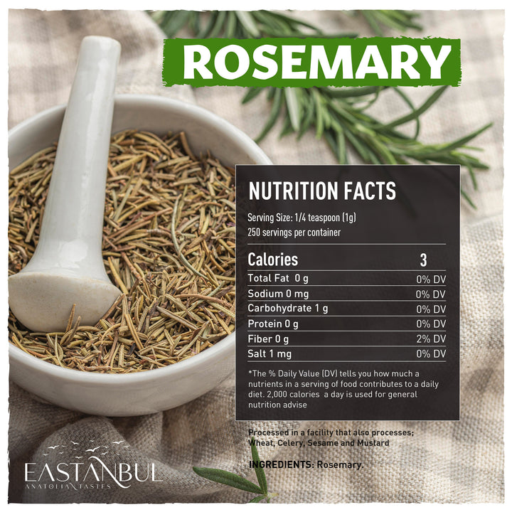 Eastanbul Dried Rosemary Leaves, Dried Rosemary,Mediterranean Harvest,8.8oz