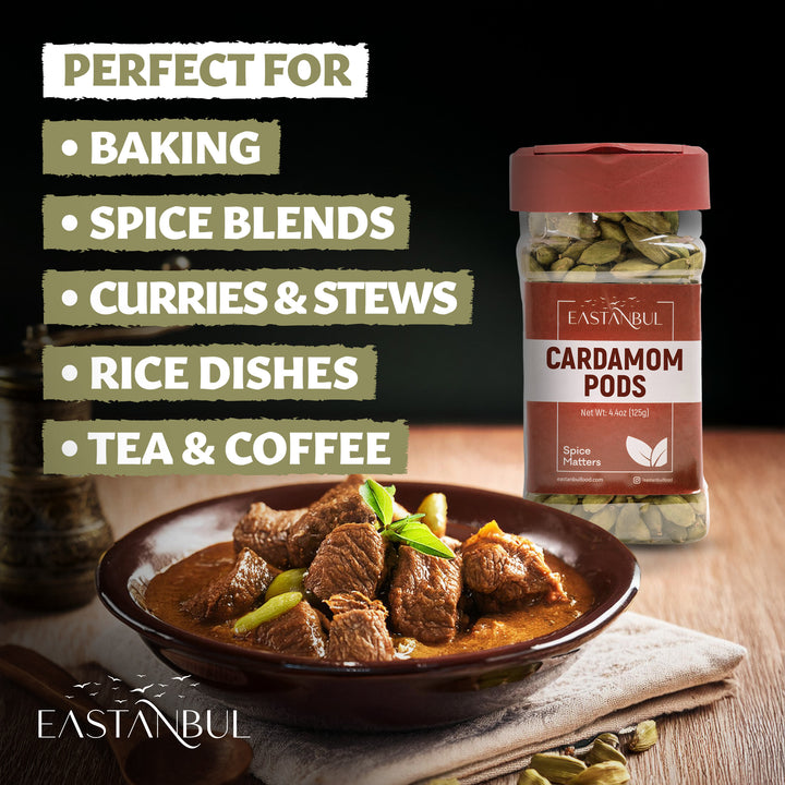 Eastanbul Cardamom Pods, Green Cardamom Pods, Natural Whole Cardamon, 4.4oz