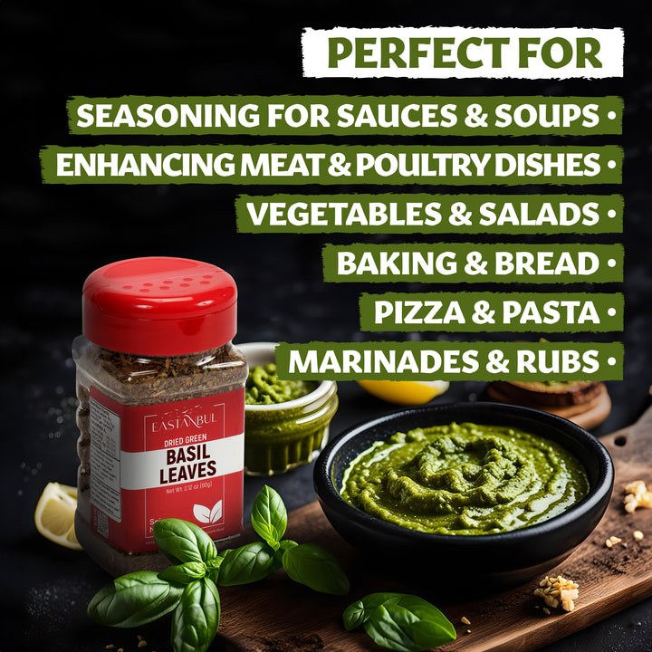 Eastanbul Dried Basil, Dried Basil Leaves, Turkish Feslegen, 2.12oz