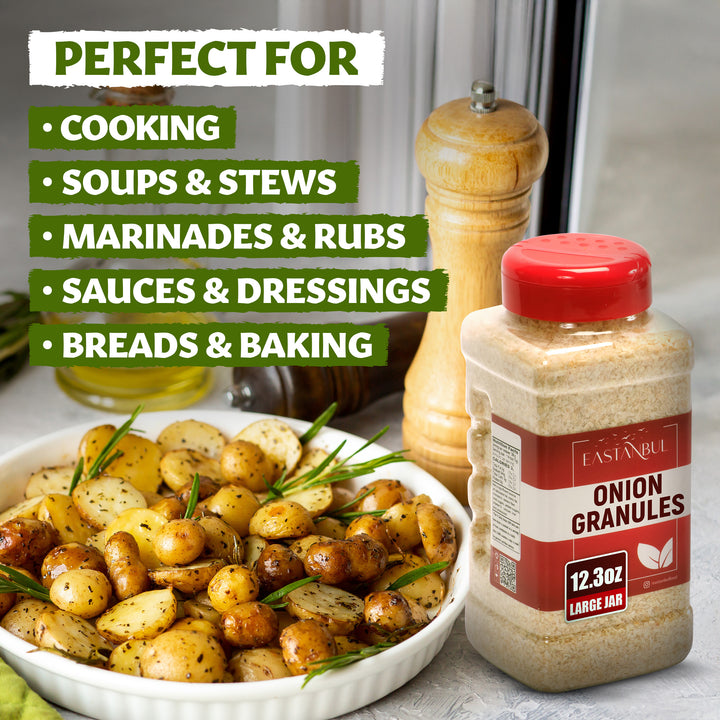Eastanbul Granulated Onion, 12.3oz, Minced White Onion, Cebolla Granulada en Polvo