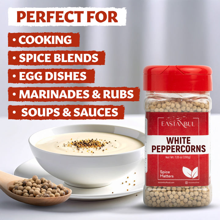 Eastanbul White Peppercorns for Grinder Refill, Whole White Peppercorn, 7.1oz