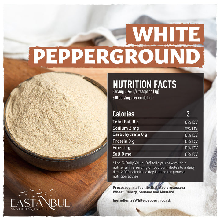 Eastanbul White Pepper Ground, Premium Ground White Pepper Powder, 7.1oz