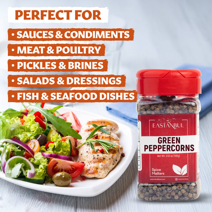 Eastanbul Green Peppercorns for Grinder Refill, Whole Green Peppercorn, 3.5oz