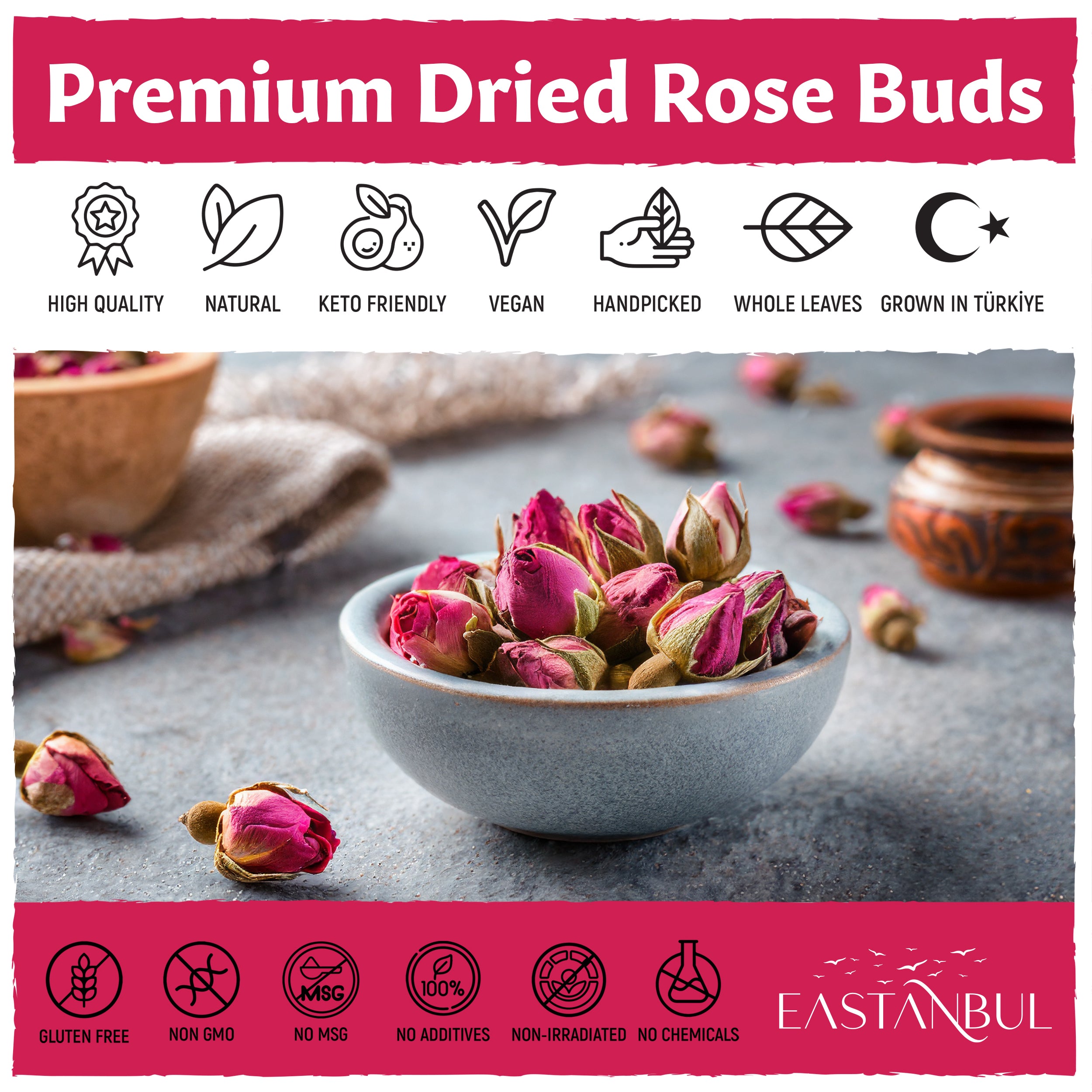 dried rose seeds Eastanbul Dried Rose Buds, Edible Rose Buds For Desserts, 1.4oz