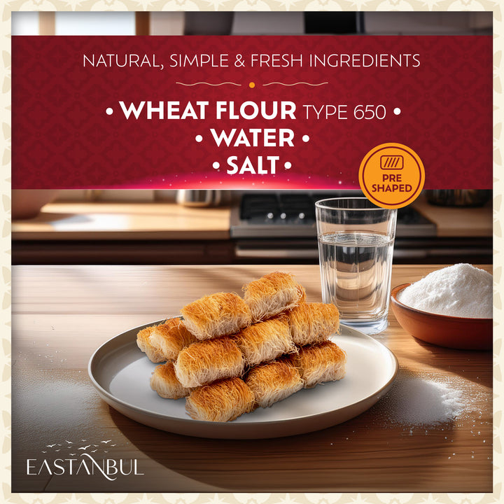 Eastanbul Kataifi Rolls Kataifi Shredded Fillo Dough (Syrup not included) Twisted Kadayif Pastry Dough, From Staple Syrup Sweetened Dessert, Ingredient for Dubai Chocolate, Shredded Wheat Cereal, 300g