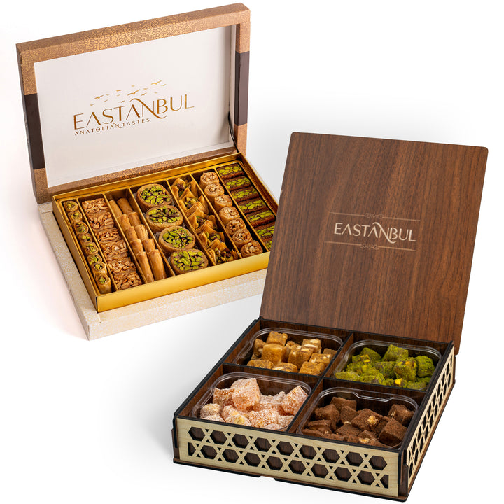 Eastanbul Baklava Turkish Delight with Nuts Gift Set,Baklava Gift Box,1.1lb