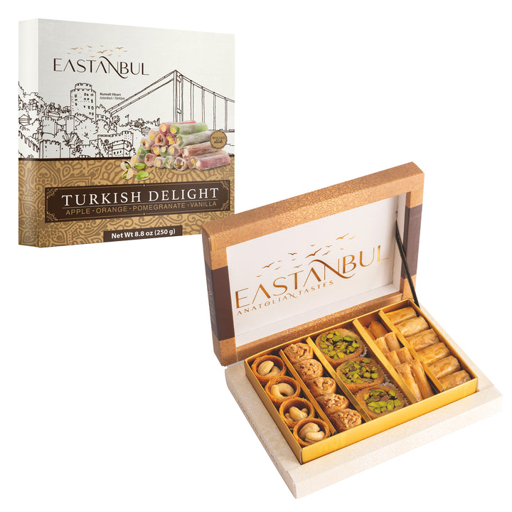 Eastanbul Baklava and Turkish Delight Gift Set, Baklava Gift Box, 8.8oz