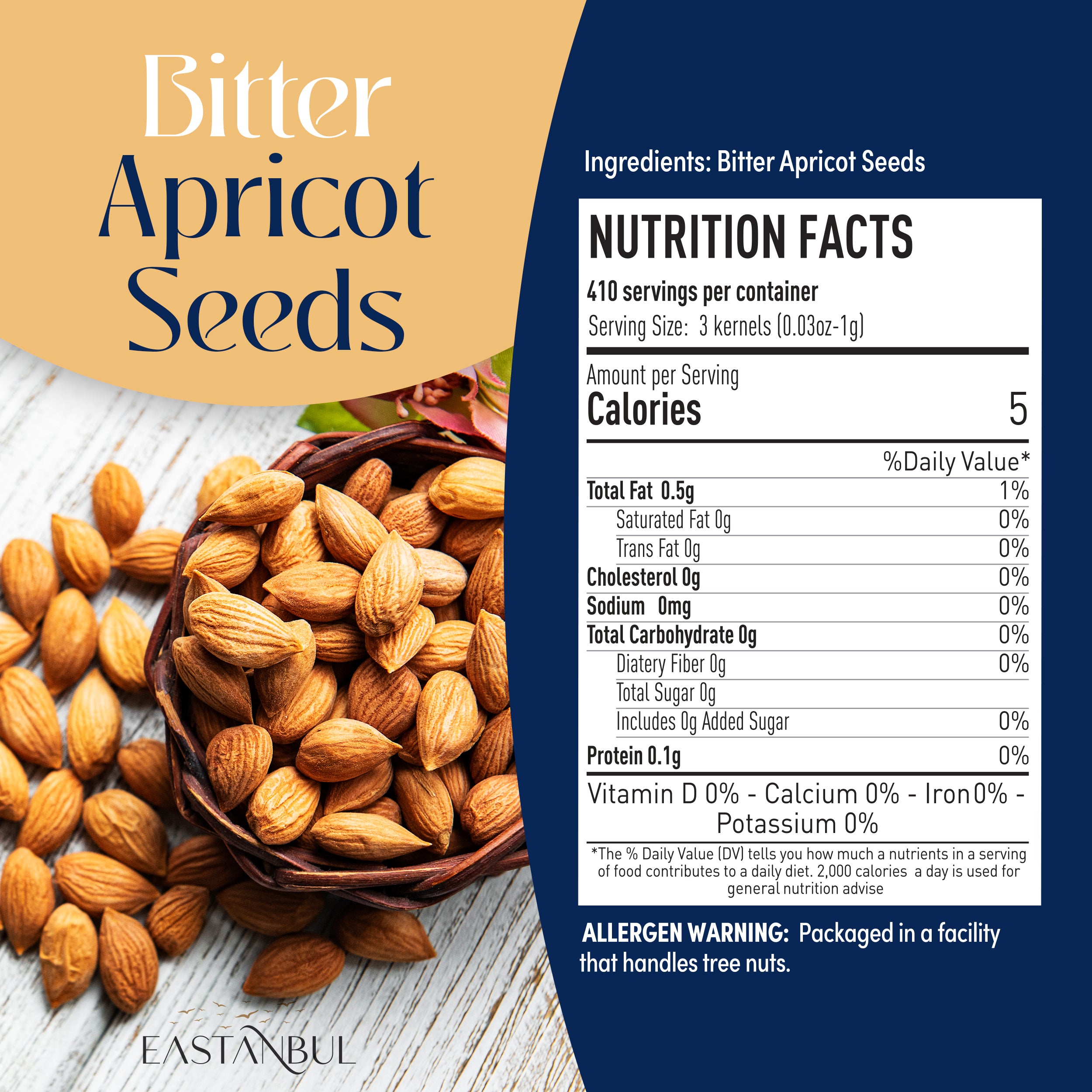 thumbnail image 2 of Aimnaturals Organic Raw Bitter Apricot Kernels – 2 LB, USDA Certified, Pantry Baking Nut, Product Of Türkiye 2 of 5