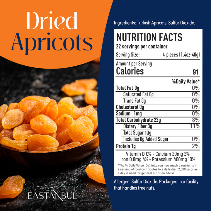 Eastanbul Dried Apricots,Apricots Dried Fruits Snacks,No Sugar Added,2lb