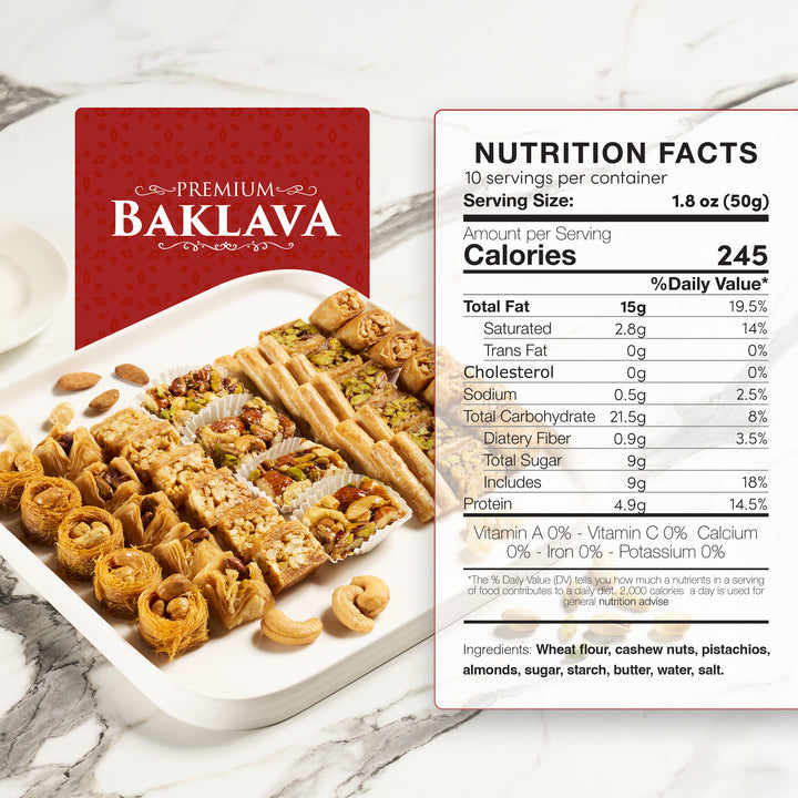 Eastanbul Baklava, Baklava Pastry, Gourmet Assorted Baklava Gift Box, 1.1lb