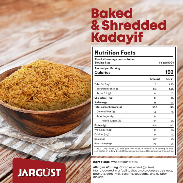 Bulk Baked & Shredded Kataifi, Shredded Fillo Dough, Pastry Dough, 6lb