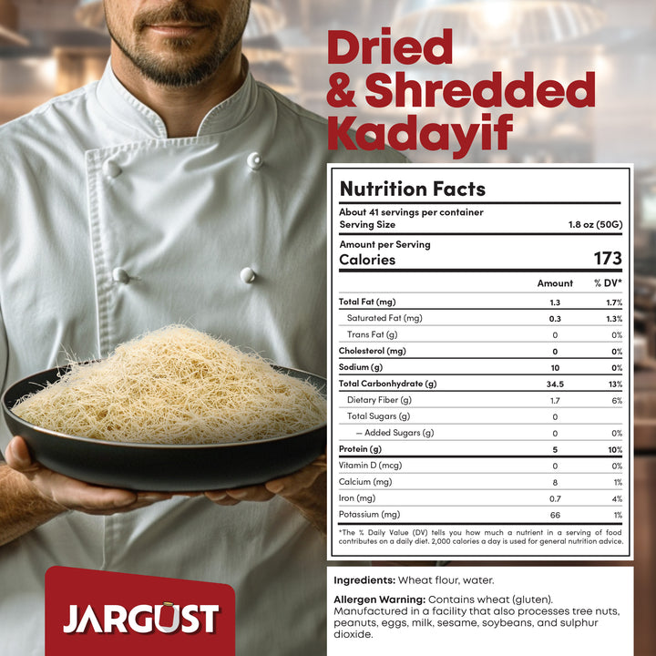 Bulk Dried & Shredded Kataifi, Shredded Fillo Dough, Pastry Dough, 4.5lb