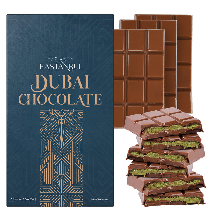 Eastanbul Dubai Chocolate Bar Pistachio,Viral Candy, 3 Pieces x Each 2.5oz