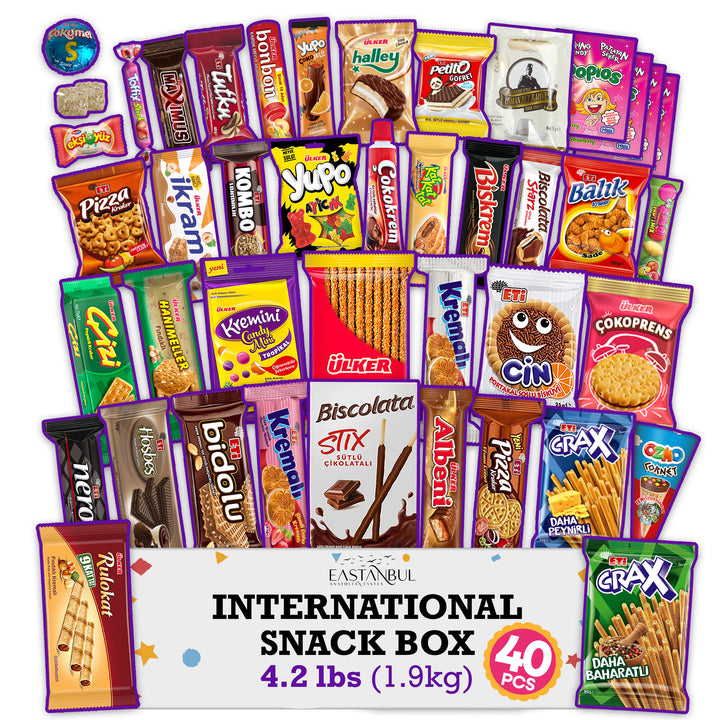 Eastanbul International Snack Box, 40 Pieces Full-Size Foreign Snack Box