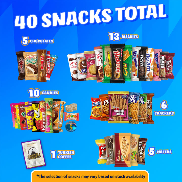 Eastanbul International Snack Box, 40 Pieces Full-Size Foreign Snack Box