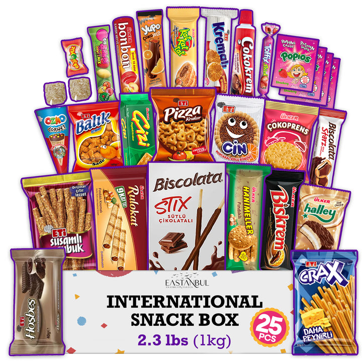Eastanbul International Snack Box, 25 Full-Size Foreign Snack Box, 2.7lb