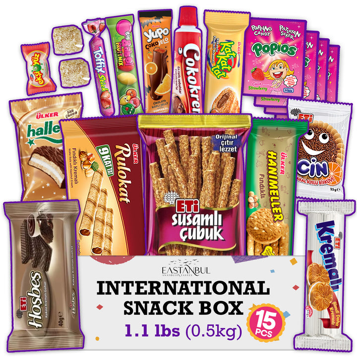 Eastanbul International Snack Box, Premium 15 Full-Size Foreign Snack Box