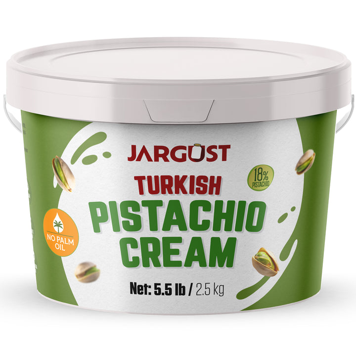 Bulk Pistachio Cream Spread, Premium Real Antep Turkish Pistachio, 18% Pistachio, 5.5 lb (2.5 kg)