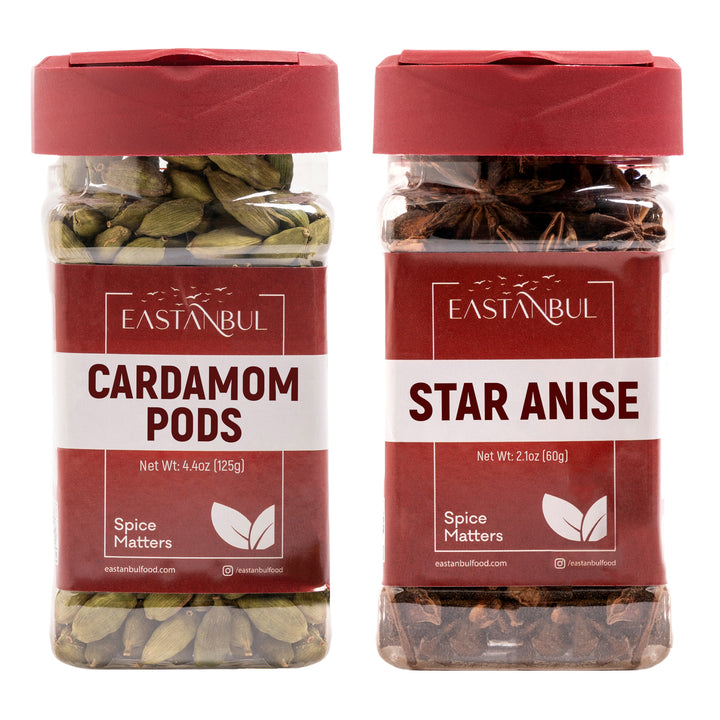 Eastanbul Cardamom Pods, 4.4oz and Star Anise, 2.1oz, Spice Buddies
