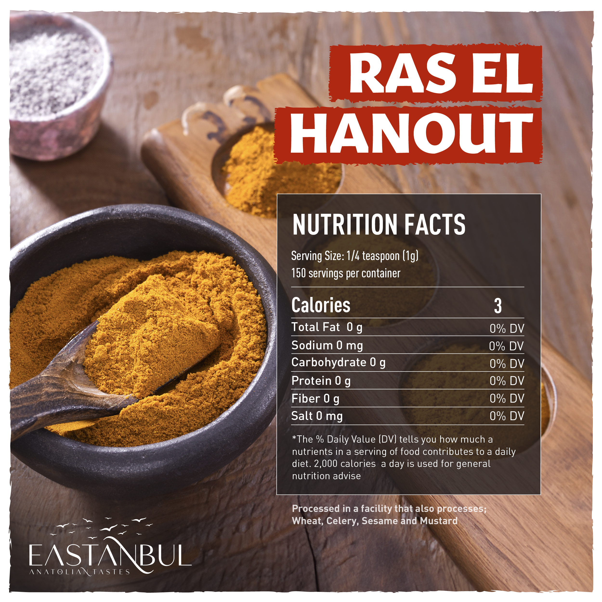 Organic Ras El Hanout Moroccan Seasoning - Authentic Spice Blend, Gluten Free, Handcrafted In USA, 2-Year Shelf Life
