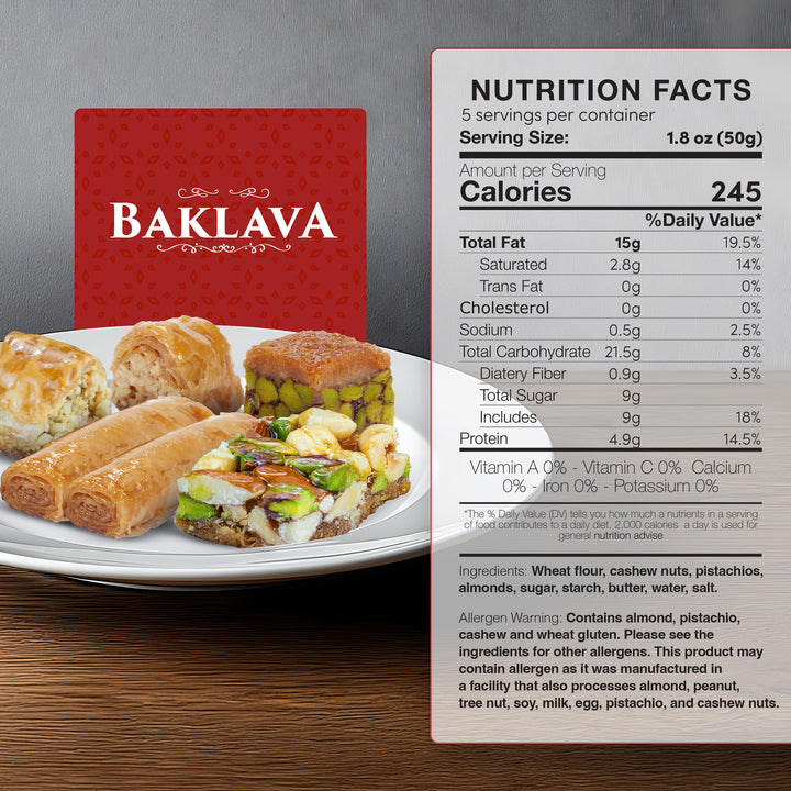 Eastanbul Premium Baklava Pastry Varieties, Damascene Style, 8.8oz