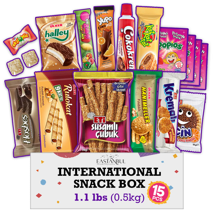 Eastanbul International Snack Box, Premium 15 Full-Size Foreign Snack Box
