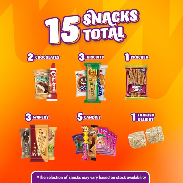 Eastanbul International Snack Box, Premium 15 Full-Size Foreign Snack Box