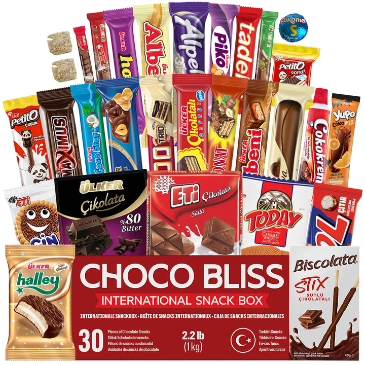 Eastanbul International Snack Box,30 Chocolate Assortment Bars,Exotic Candy