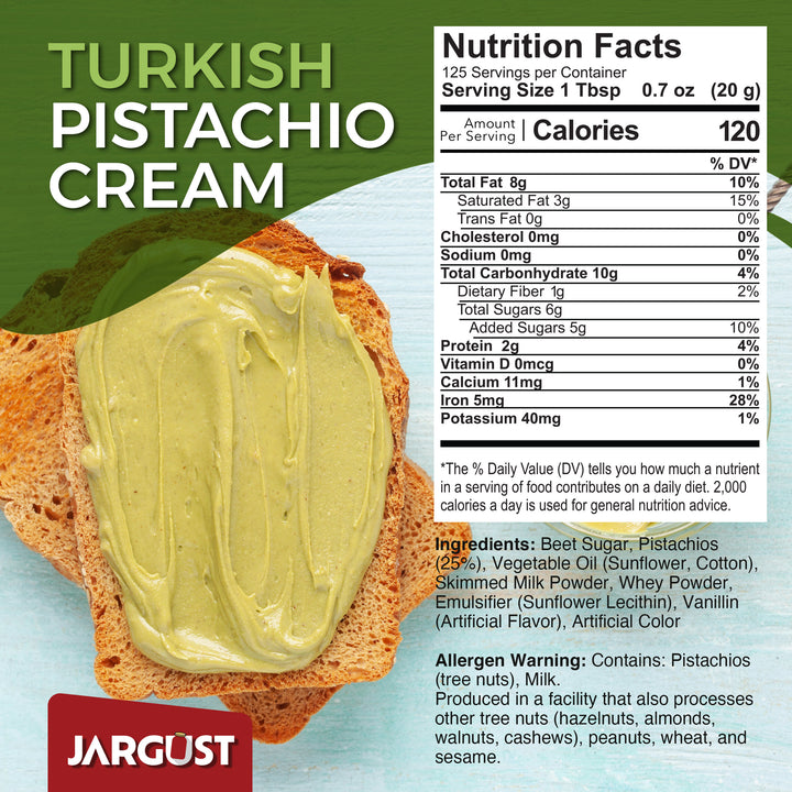 Bulk Pistachio Cream Spread, Real Antep Turkish 25% Pistachio,  Net 11 lb (5 kg), 2 Packs
