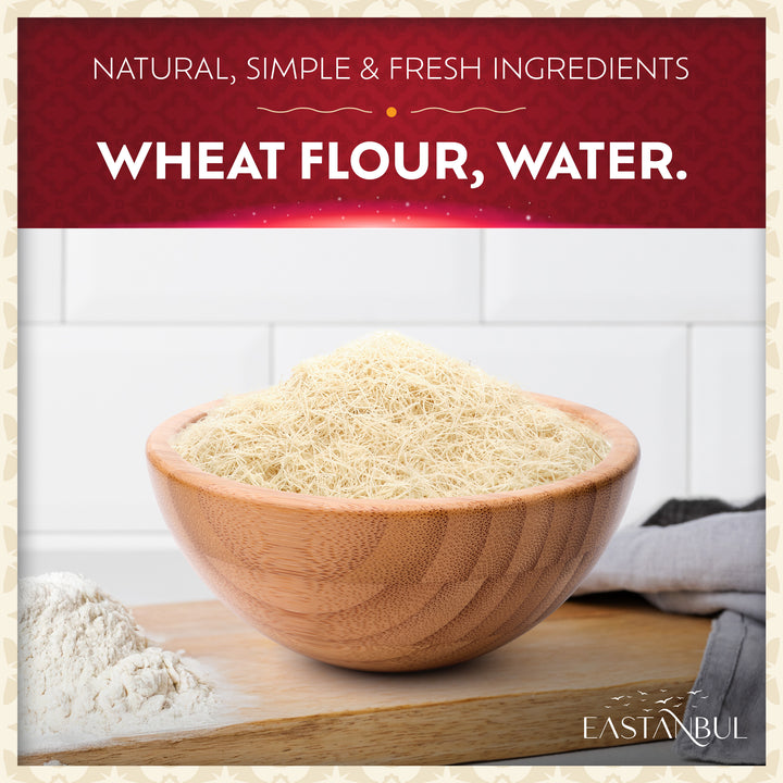 Eastanbul Bulk Dried & Chopped Kataifi Shredded Fillo Dough, Kurutulmus Kadayif Pastry Dough, Ingredient for The Viral Dubai Pistachio Chocolate Bar, Shredded Phyllo, Kunafa, Knafeh, Katifi, 2.2lb