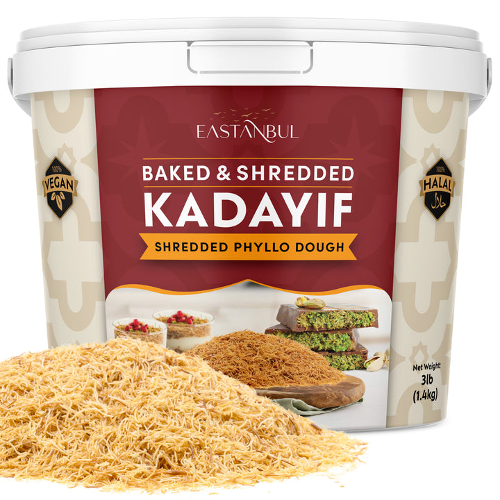 Eastanbul Bulk Baked & Shredded Kataifi for Dessert Filing, Shredded Fillo Dough, Kadayif Pastry Dough, Sprinkle, Filling, or Topping for Viral Dubai Chocolate, Milky Desserts, Puddings, 3lb