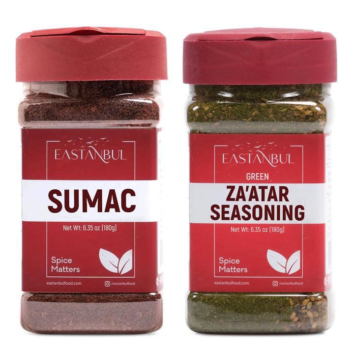 Eastanbul Sumac Powder, 6.4oz, and Zaatar Spice, 6.4oz, Spice Buddies