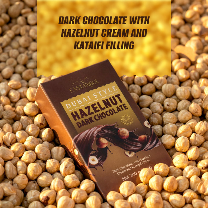 Eastanbul Premium Dubai Dark Chocolate Bar Hazelnut, Viral Candy, Knafeh, 7oz