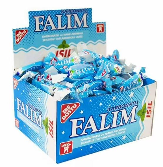Falim Sugarless Gum, Individually Wrapped, Carbonate Flavoured - 100 pcs, Sugar-Free, No Sweeteners, Tooth & Jaw Friendly  1 Pack (100 Pieces)
