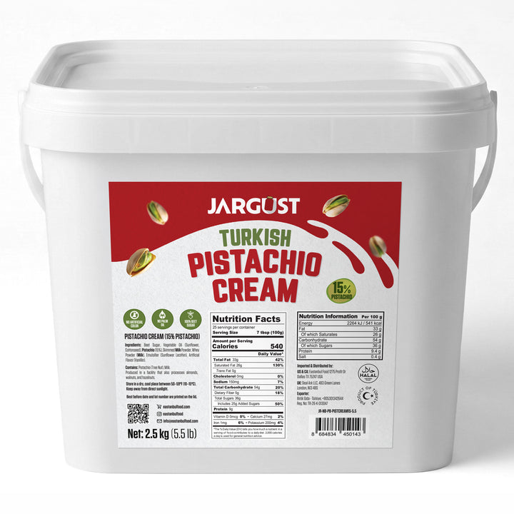 Bulk Pistachio Cream Spread, Premium Real Antep Turkish Pistachio, 15% Pistachio, 5.5 lb (2.5 kg)